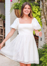 Stuck In A Dream Mini Dress - White Dresses MerciGrace Boutique.