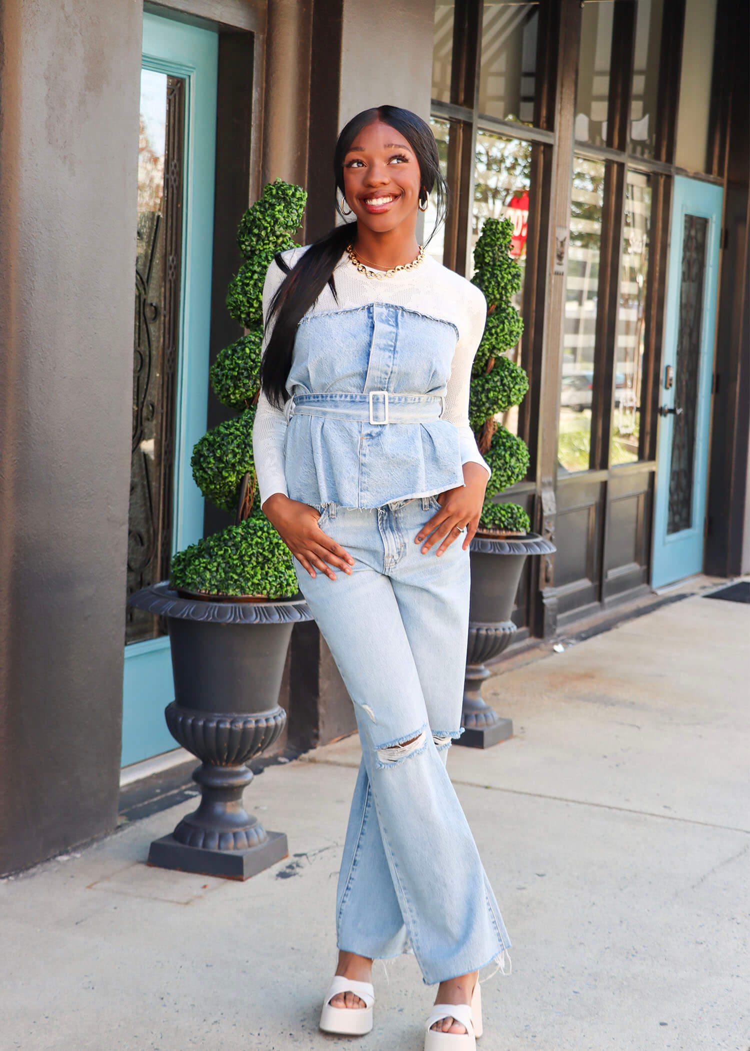 Making Names Strapless Top - Medium Denim