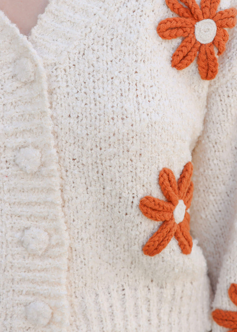 Daisy Cropped Cardigan - Natural