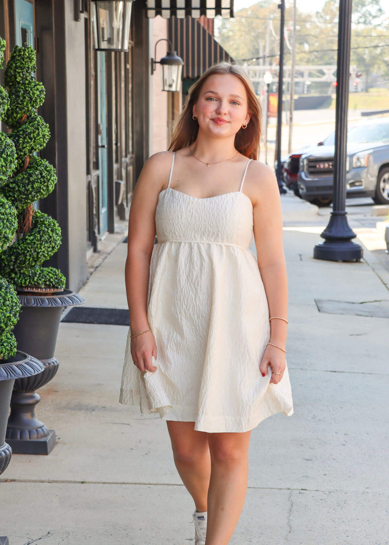 Sweet As Can Be Baby Doll Dress - Cream