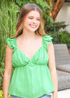 Oh So Girly Baby Doll Top - Green Tops MerciGrace Boutique.