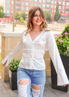 Comes With Class Satin Shirt - Off White Tops MerciGrace Boutique.