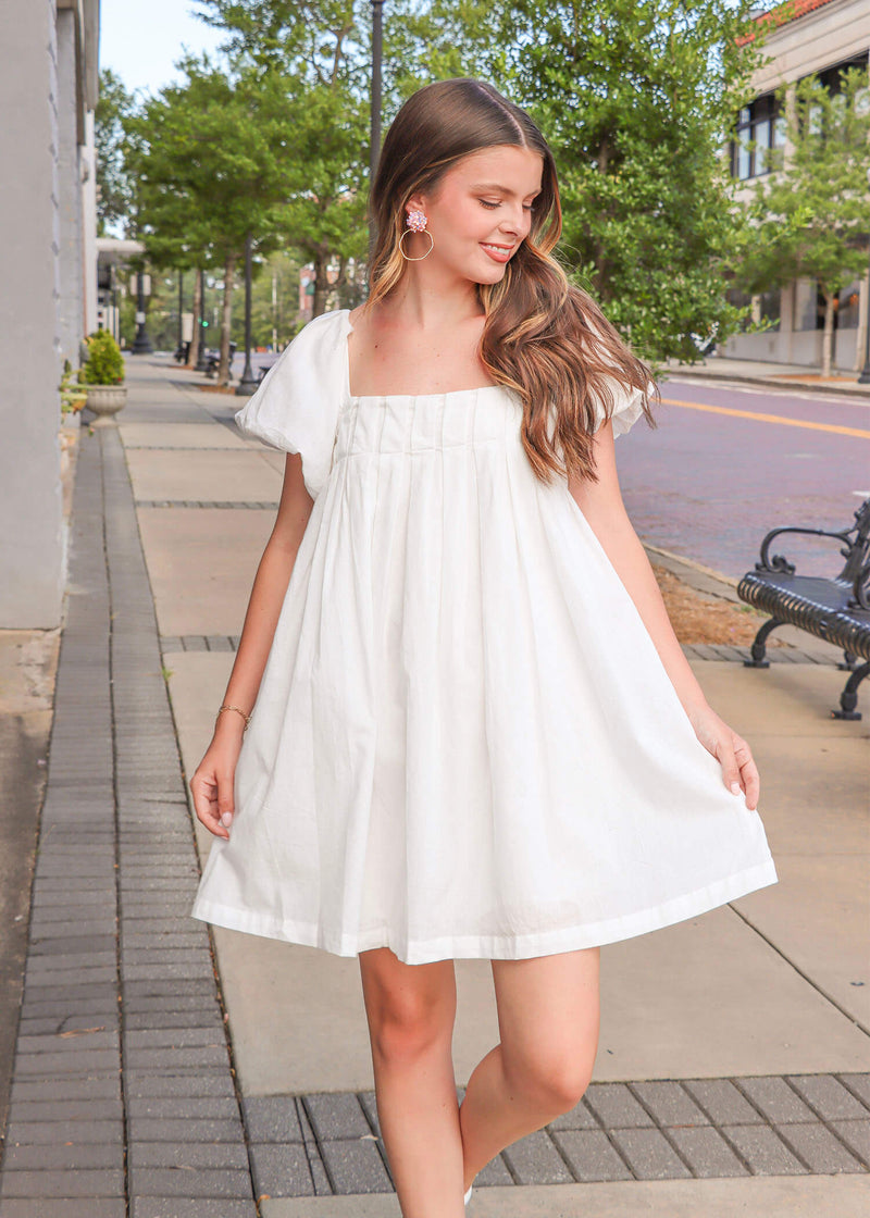 Catch Your Eye Mini Dress - Off White Dress MerciGrace Boutique.