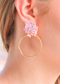 Shine Bright Flower Earrings - Pink/Round Earrings MerciGrace Boutique.