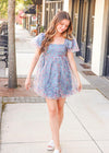 Ditsy Floral Mini Dress - Blue Multi Dress MerciGrace Boutique.