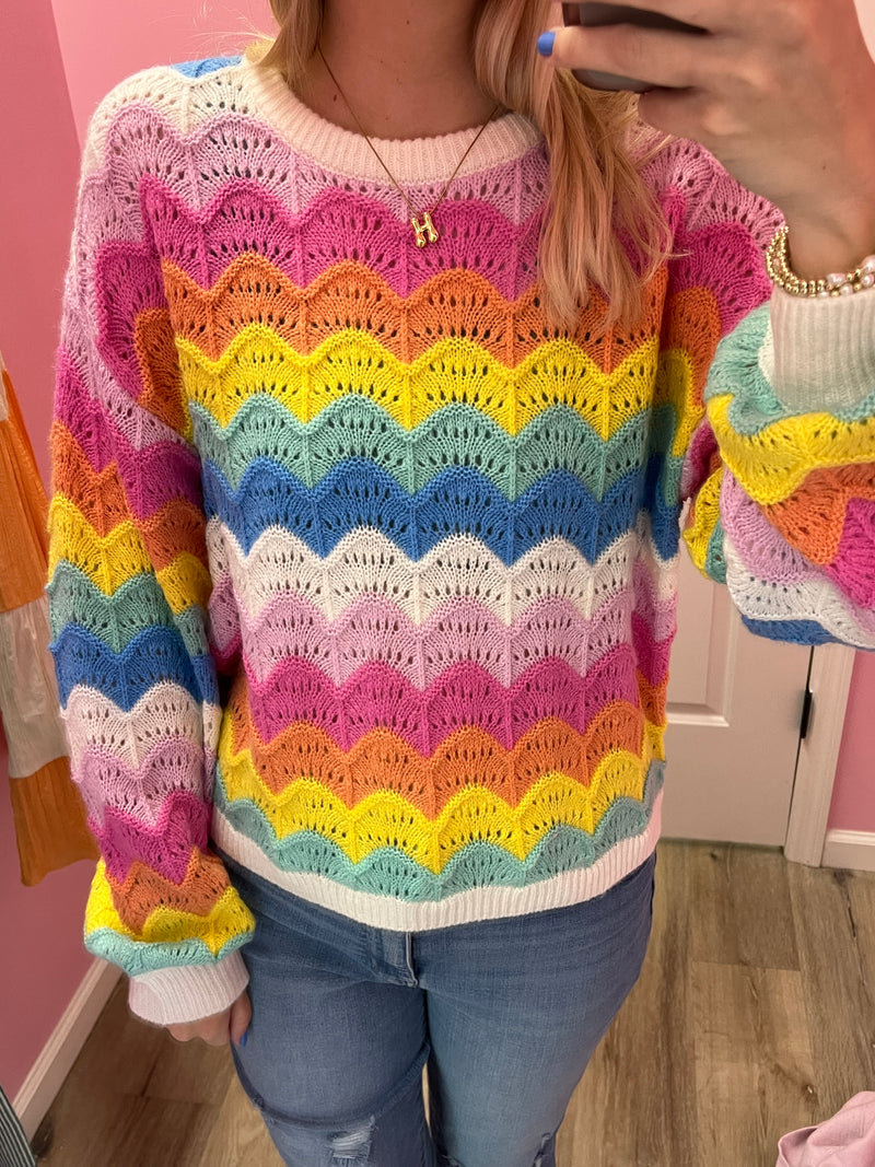 Over the Rainbow Sweater - Pastel Rainbow