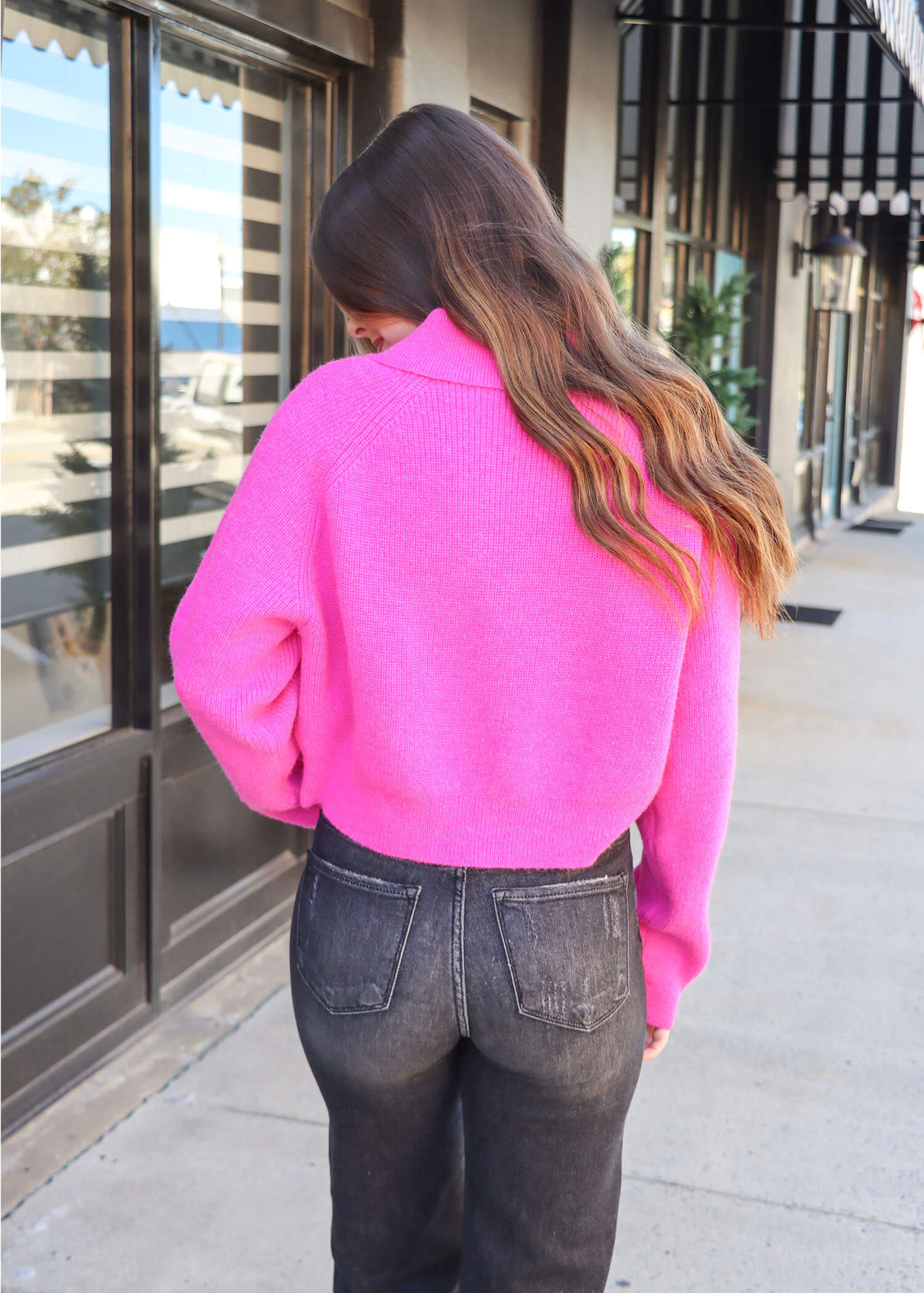 How About It Crop Sweater - Fuchsia