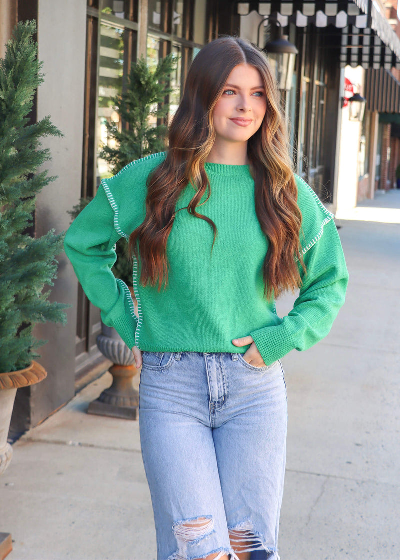 Right To The Point Sweater - Kelly Green