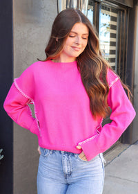 Right To The Point Sweater - Fuchsia