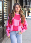 Check It Out Oversized Sweater - Pink/Magenta