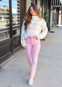 Pop Of Pink Straight Jeans - Acid Pink