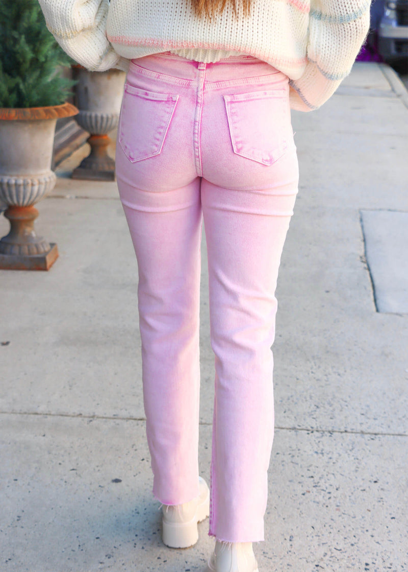 Pop Of Pink Straight Jeans - Acid Pink