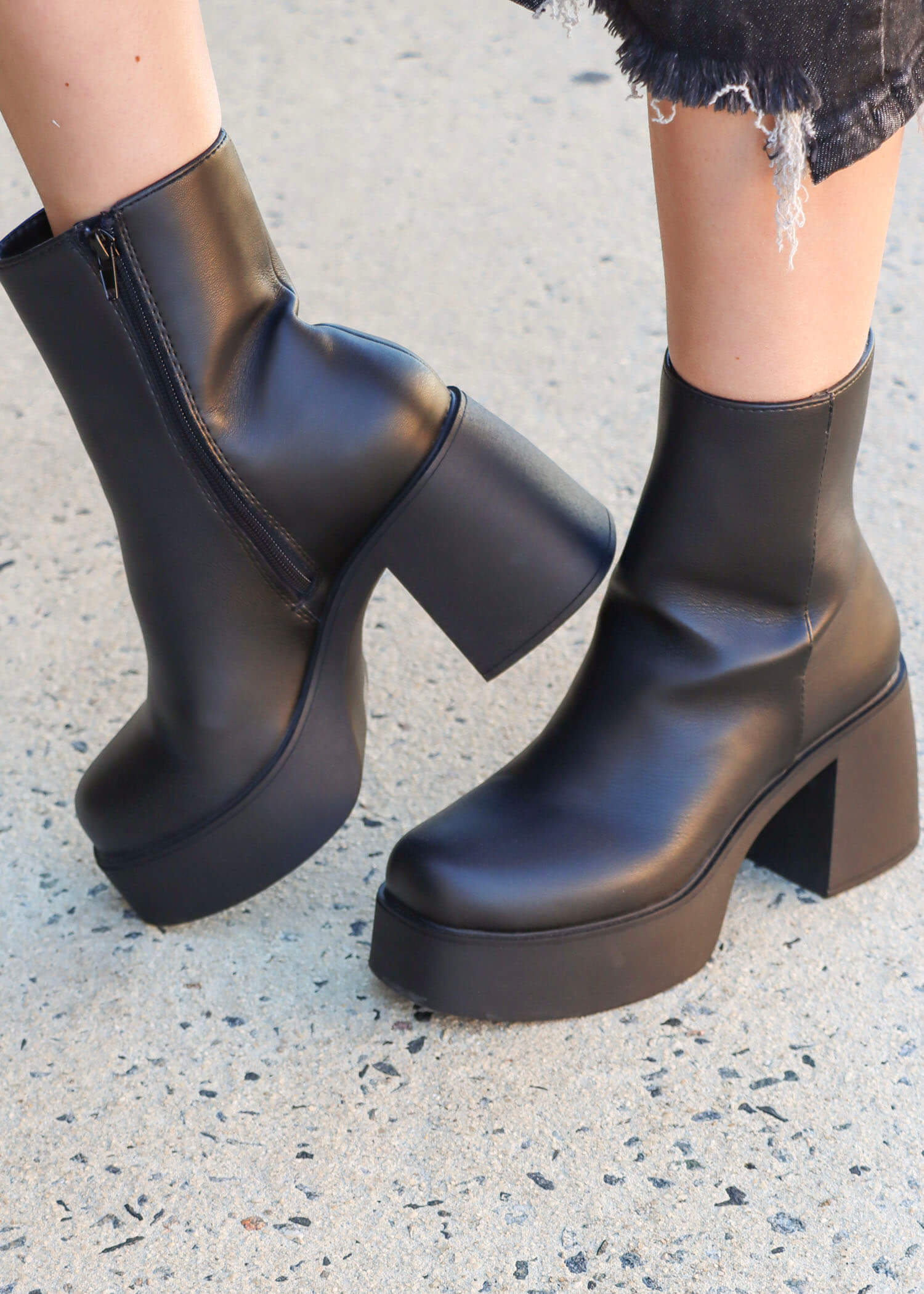 Can't Stop Ankle Boots - Black PU