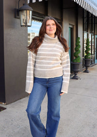 Josephine Stripe Sweater - Heather Taupe