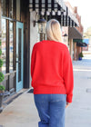 Love Notes Boyfriend Sweater - Cherry