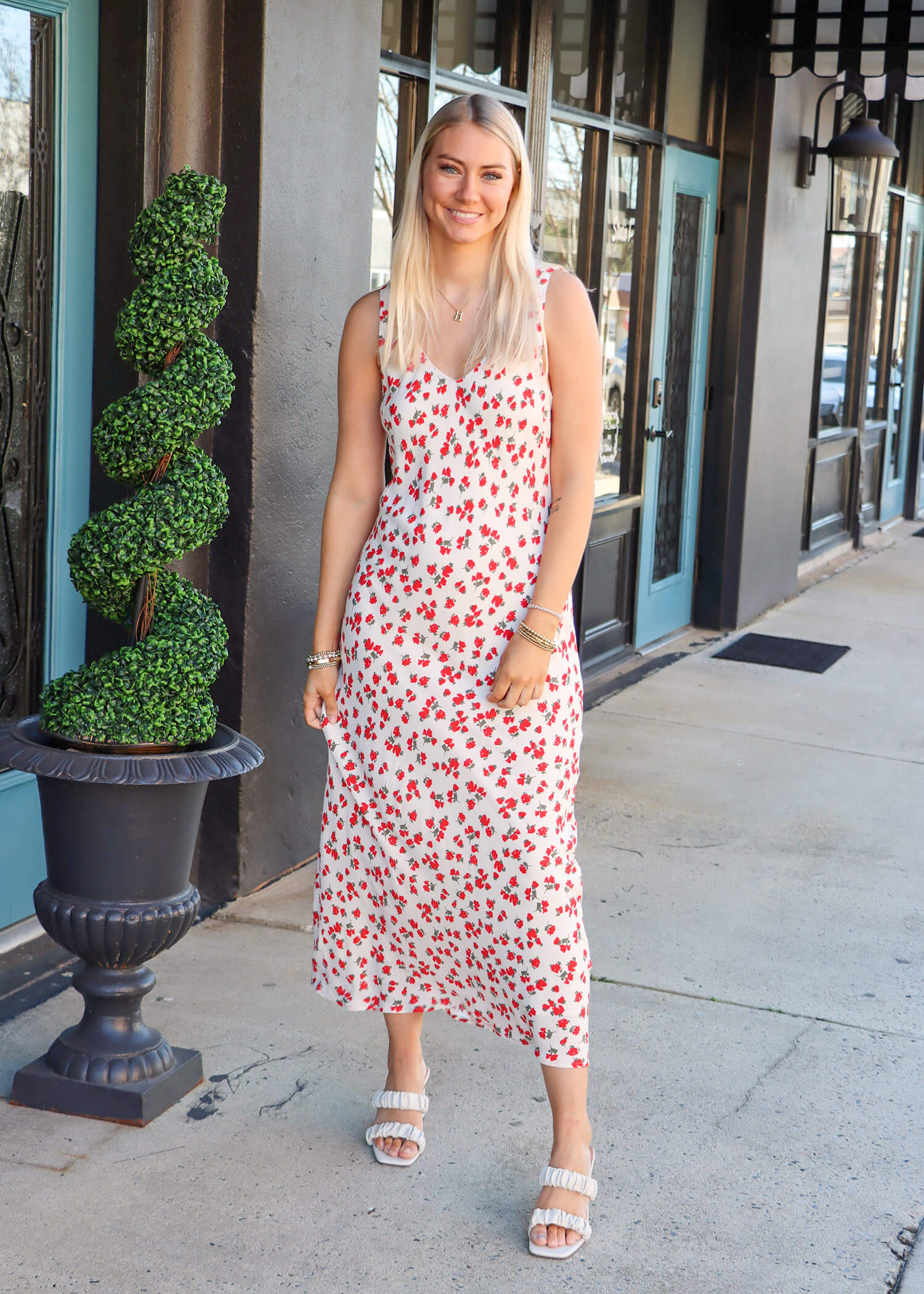 Hana La Rosy Ditsy Maxi Dress - Sea Salt