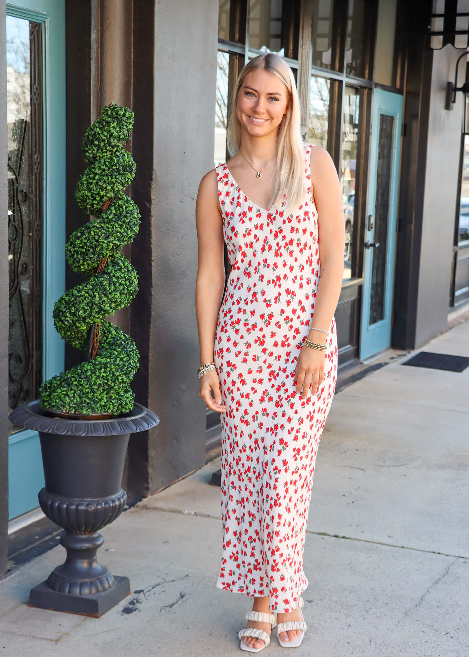 Hana La Rosy Ditsy Maxi Dress - Sea Salt