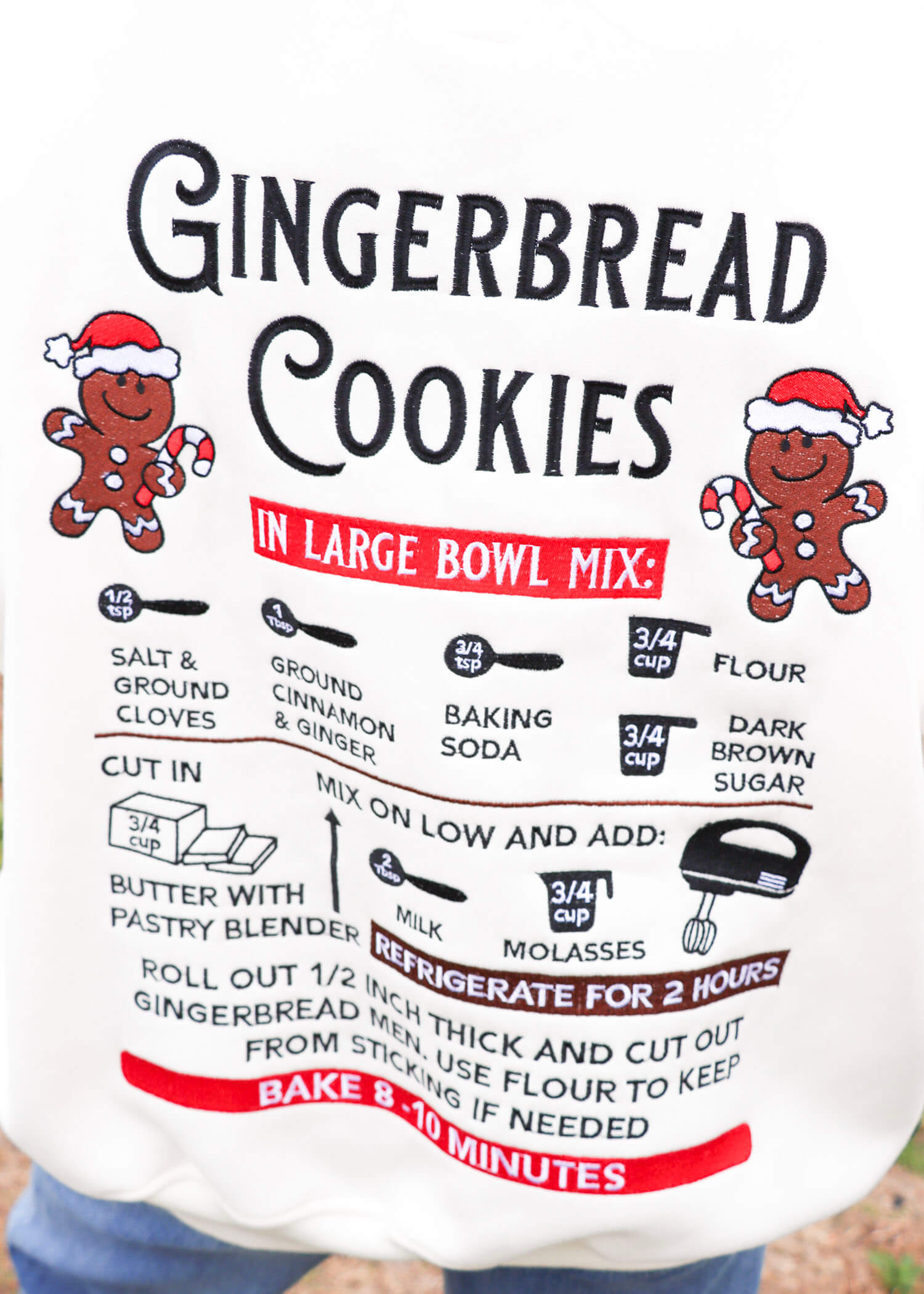 Gingerbread Recipe Christmas Sweatshirt - Seashell Ivory