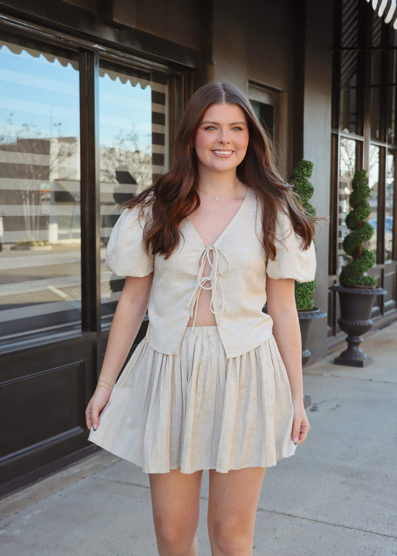 Aria Linen Blouse - Natural