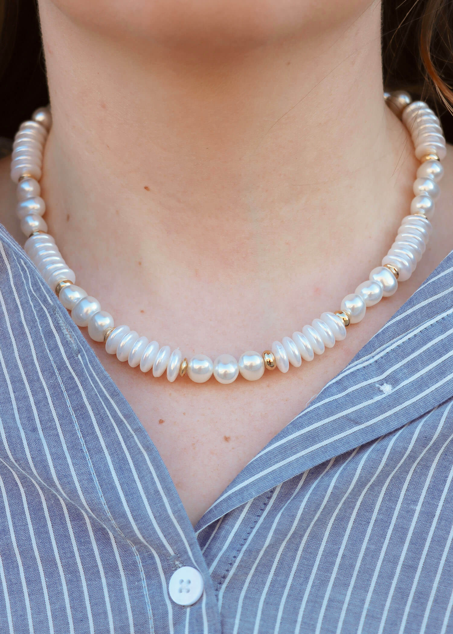 Ocean Dreams Beaded Necklace - Pearl/Gold