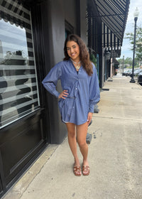 Elise Striped Top - Navy/White