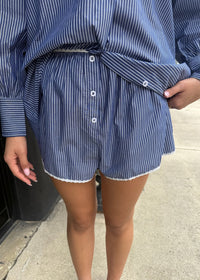 Elise Striped Shorts - Navy/White