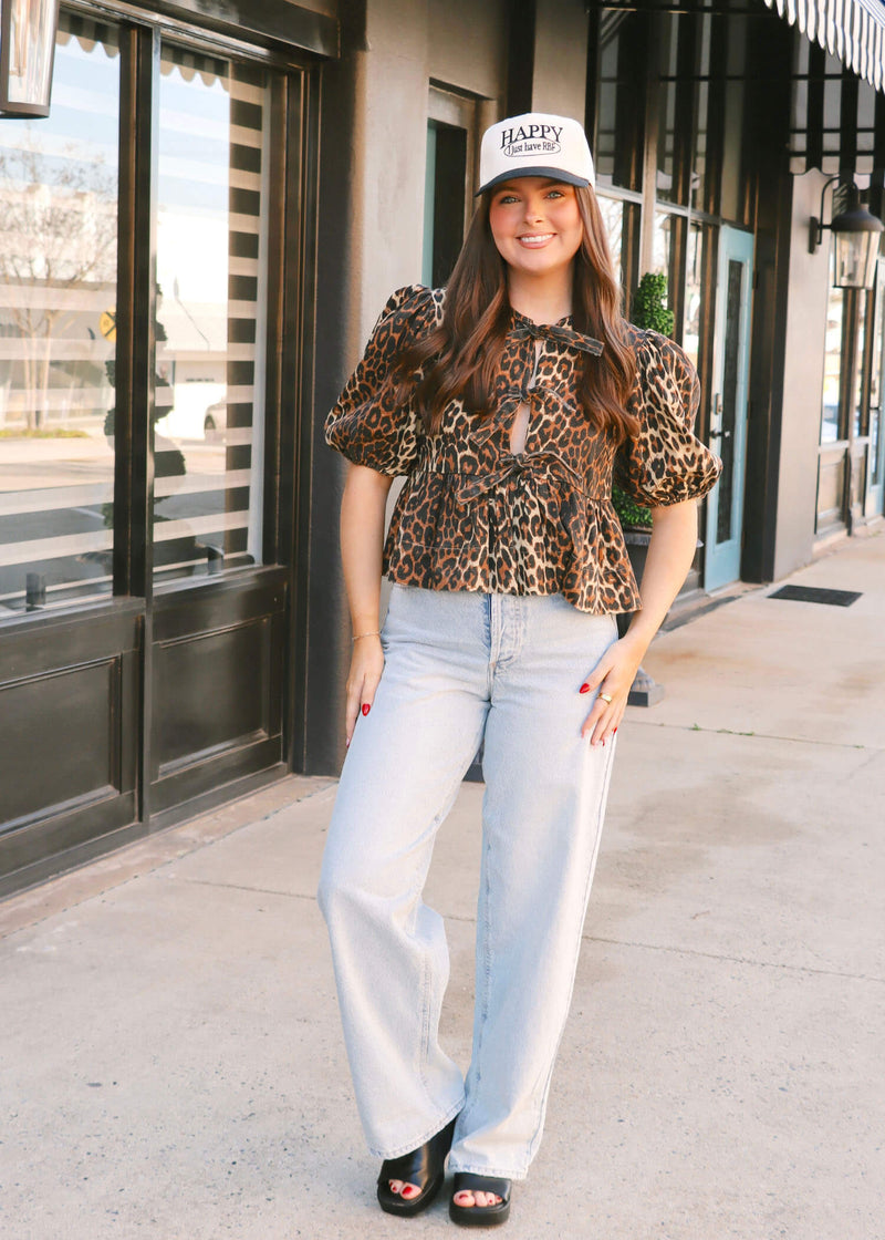 Norah Blouse - Leopard Denim