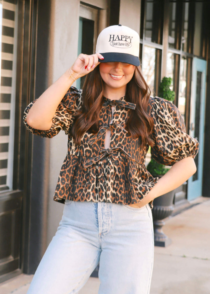 Norah Blouse - Leopard Denim