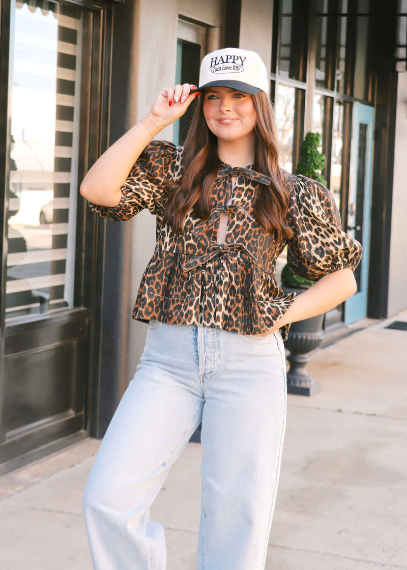 Norah Blouse - Leopard Denim