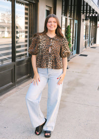 Norah Blouse - Leopard Denim