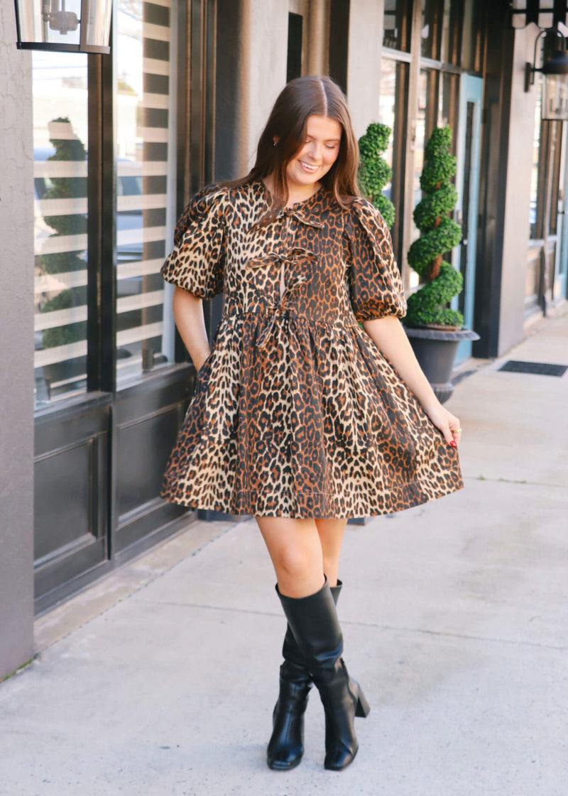 Arlo Mini Dress - Leopard Denim