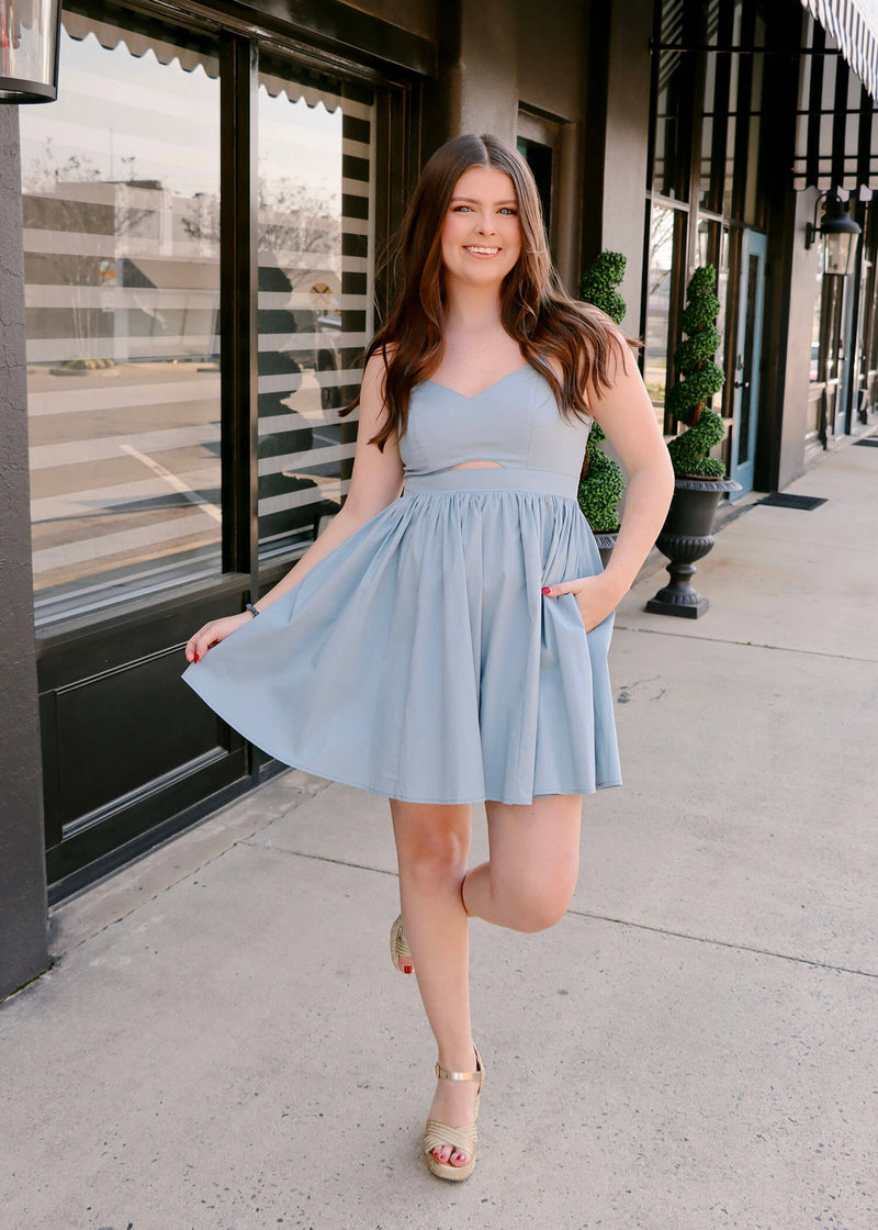 Ellie Mini Dress - Dusty Sky