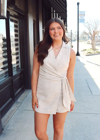 Mojave Wrap Romper - Cream/Taupe