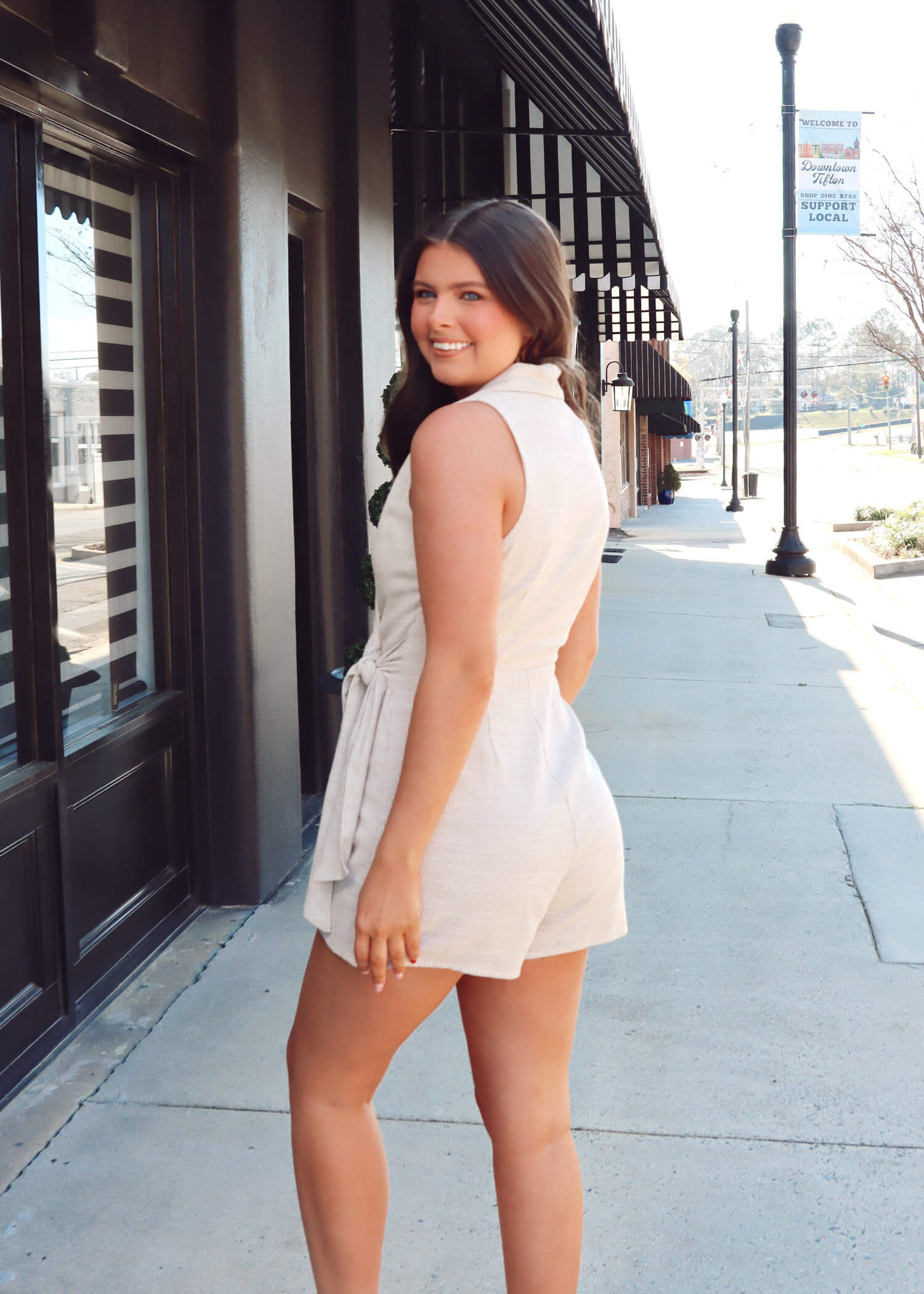 Mojave Wrap Romper - Cream/Taupe