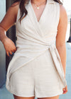 Mojave Wrap Romper - Cream/Taupe