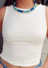 Hear The Waves Beaded Necklace - Turquoise/Gold