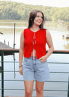 Sail Away Knit Cardigan - Red
