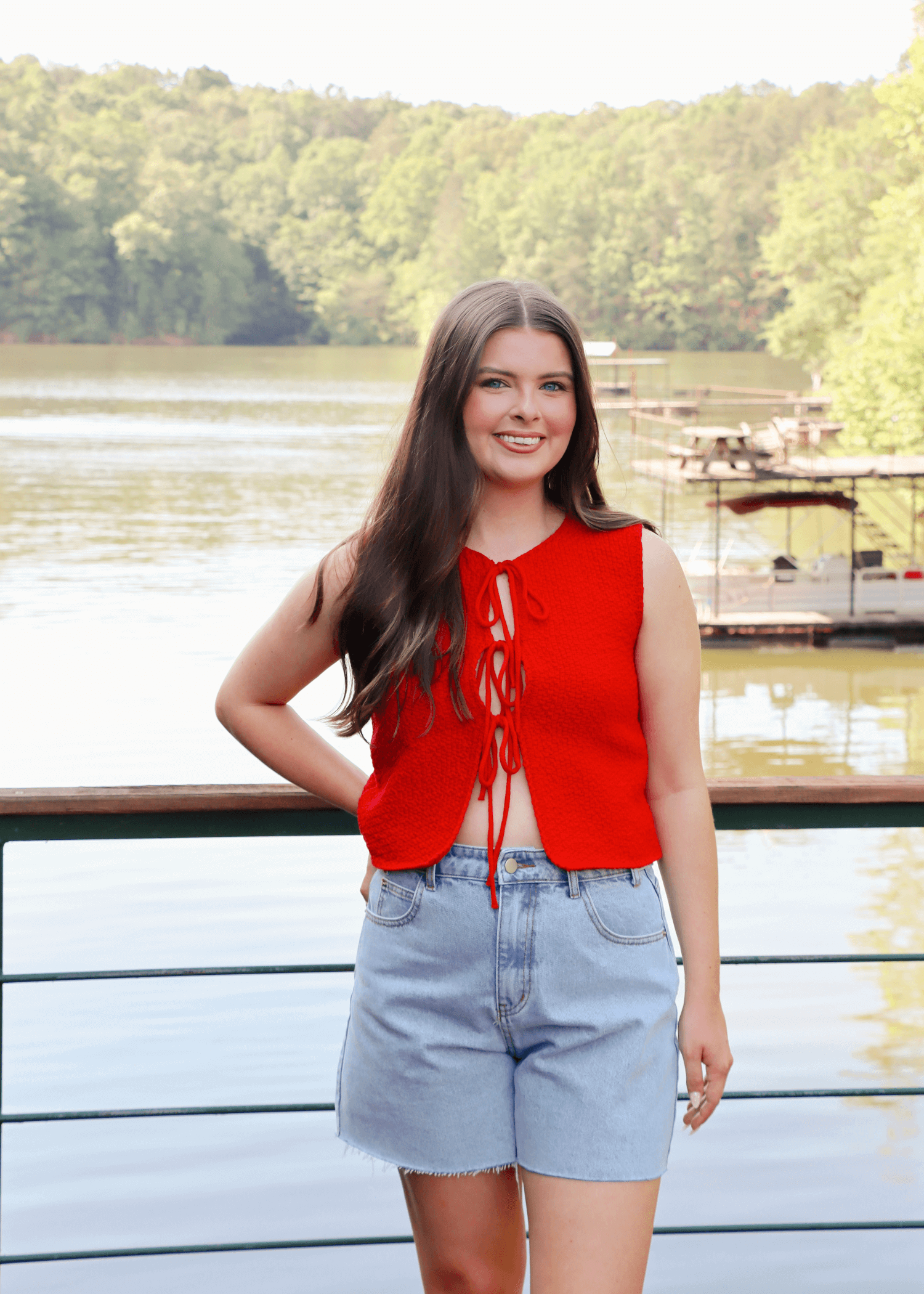Sail Away Knit Cardigan - Red