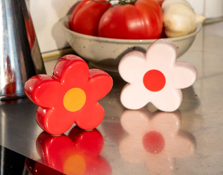Daisy Salt and Pepper Shakers- Pink/ Red