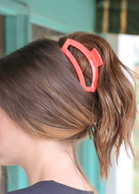 Can't Break Me Large Open Claw Clip - Coral Hair Clips MerciGrace Boutique.