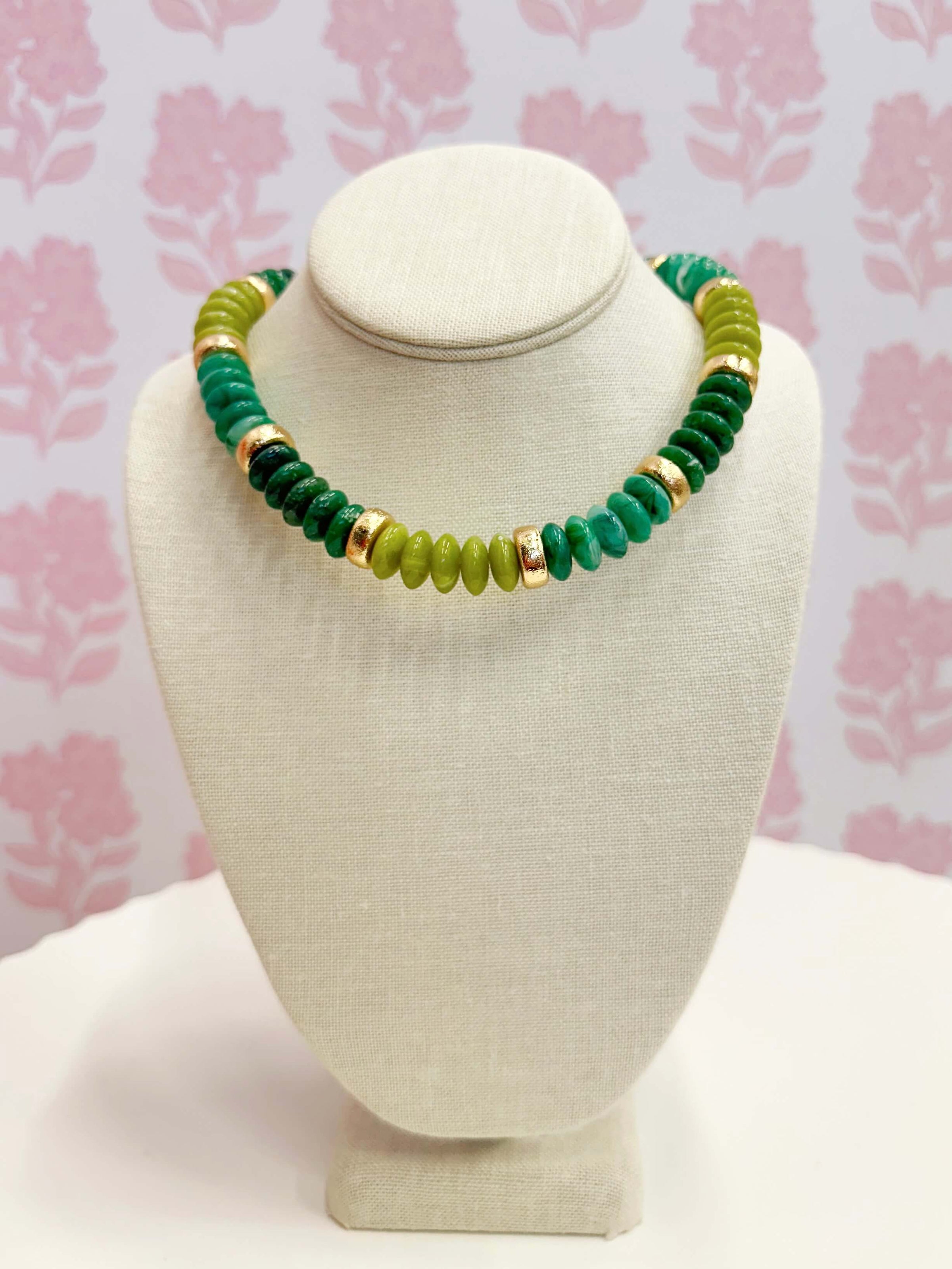 Emily Necklace - Olive/Gold