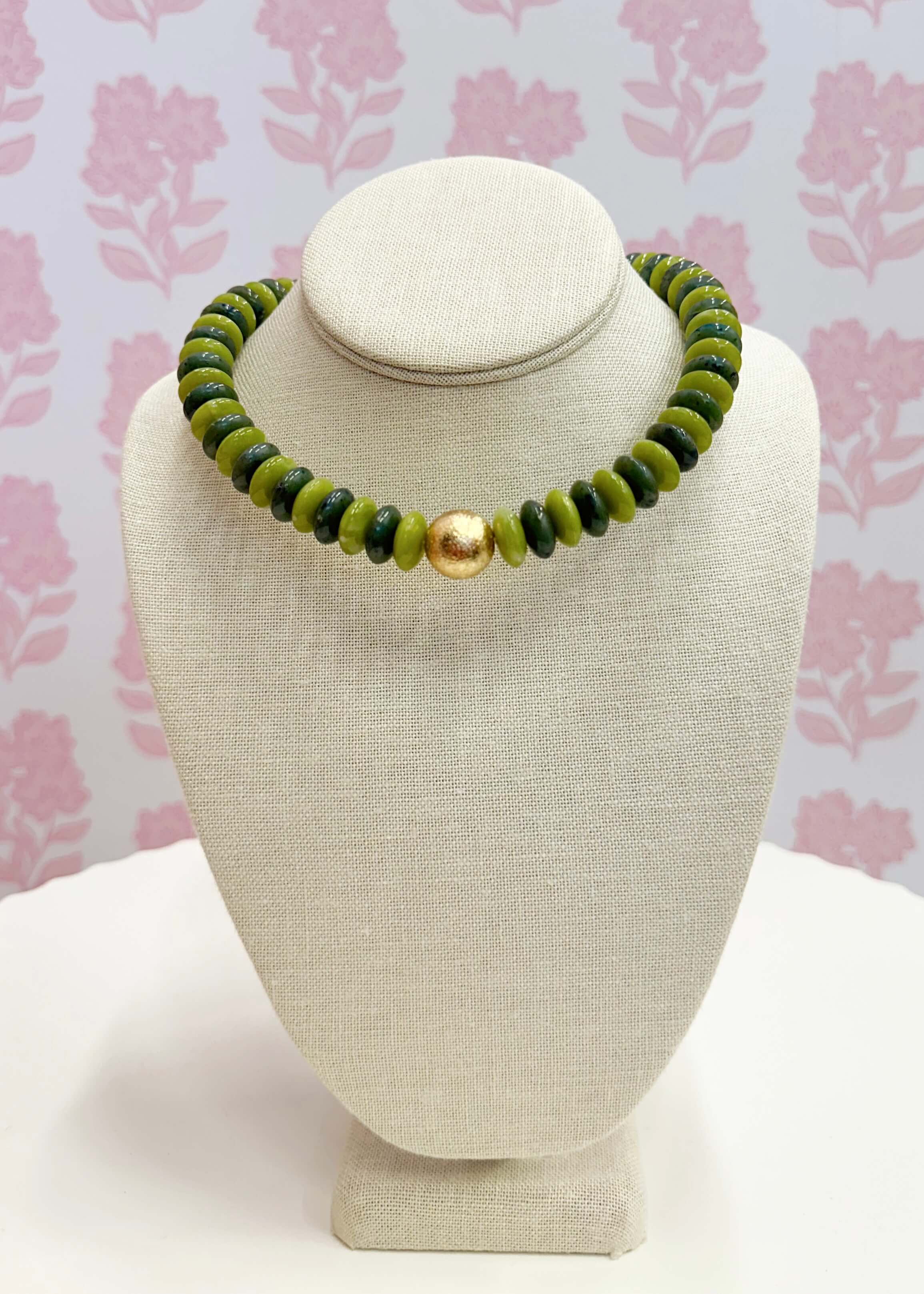 Jeanie Necklace - Olive/Gold