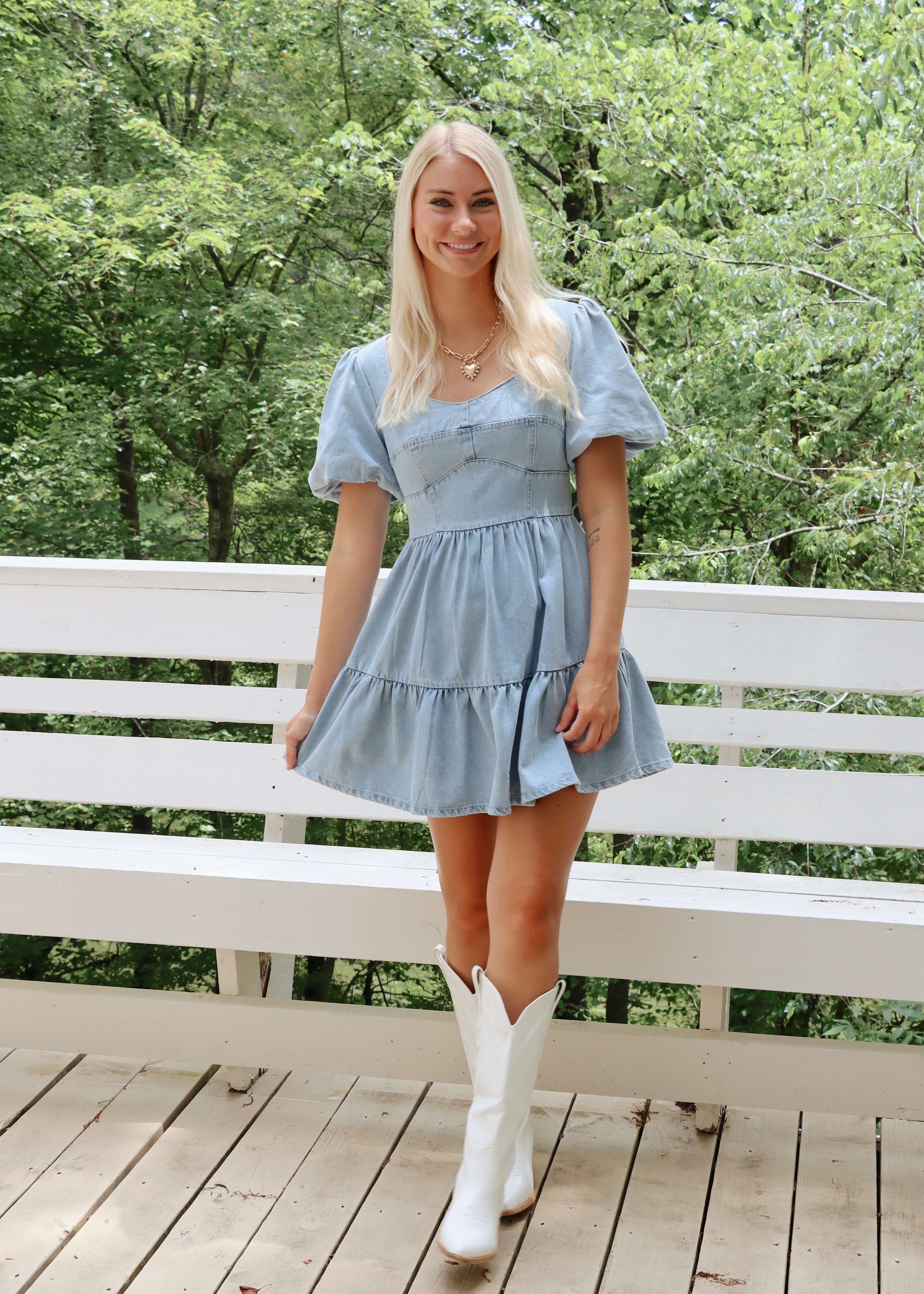 Daisy Mini Dress - Washed Denim