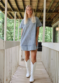 Josie Mini Dress - Washed Denim