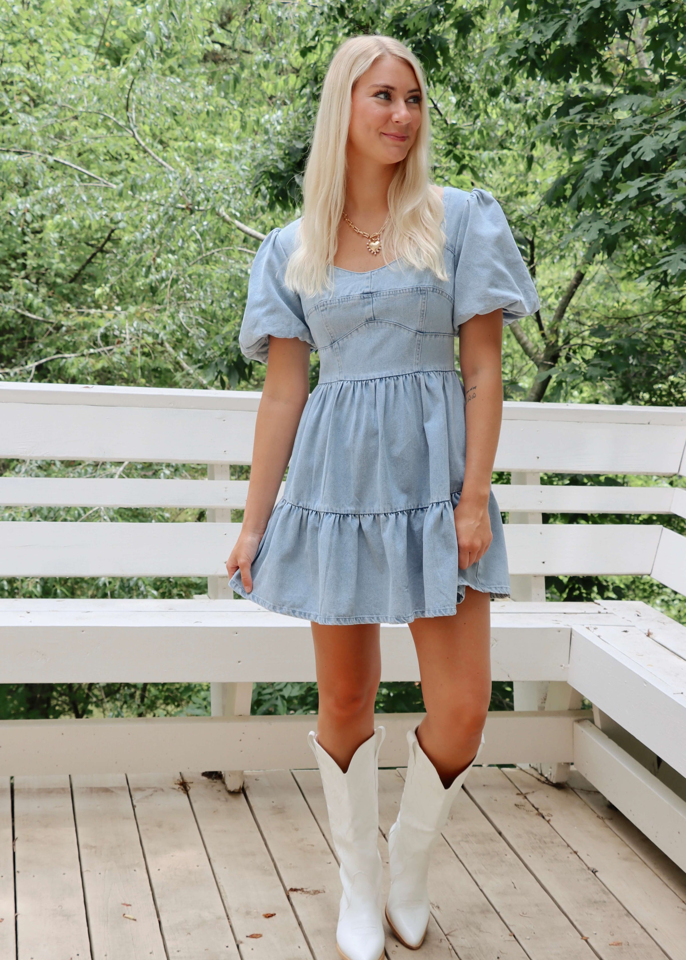 Daisy Mini Dress - Washed Denim