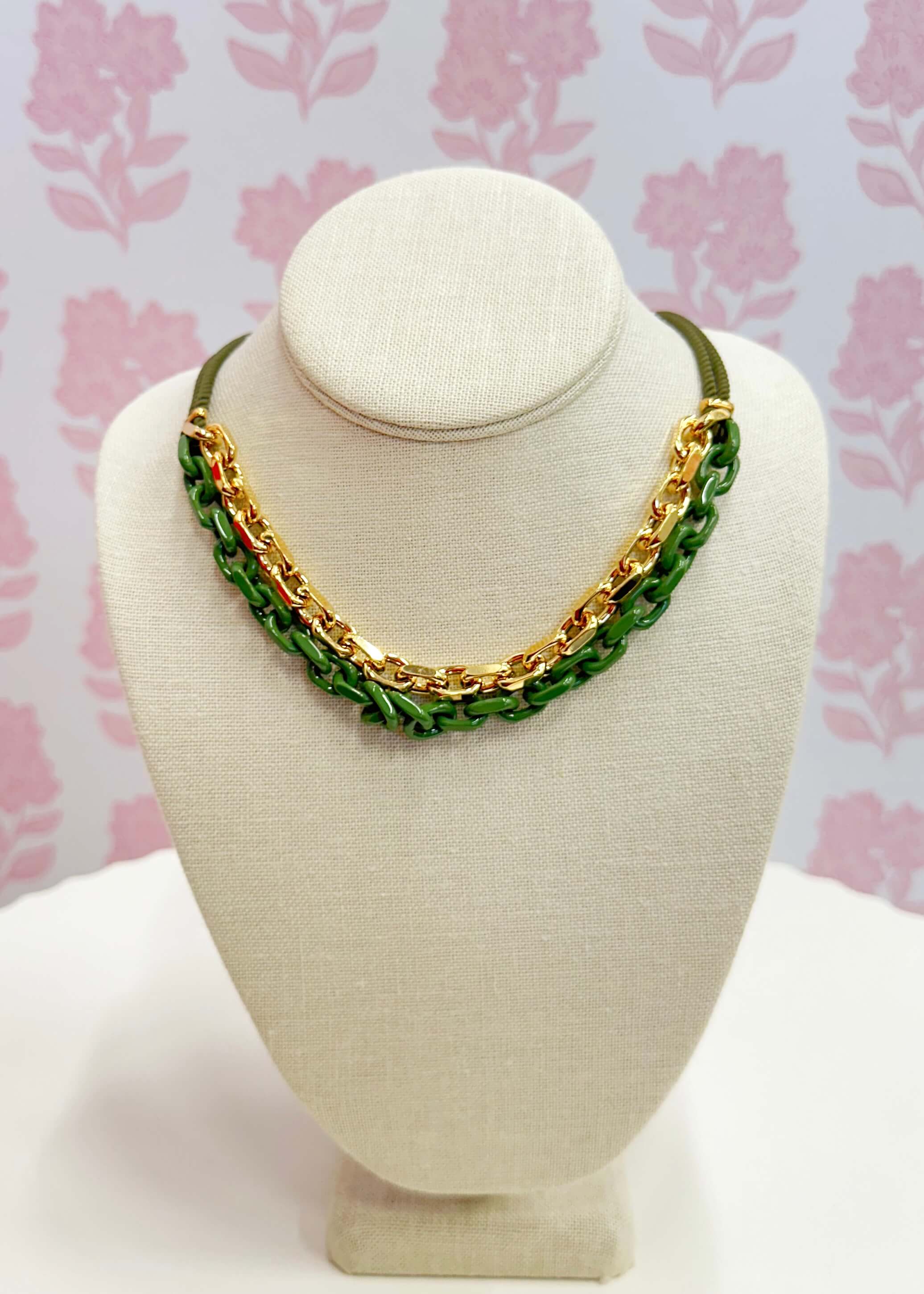 Layla Chain Necklace - Olive/Gold