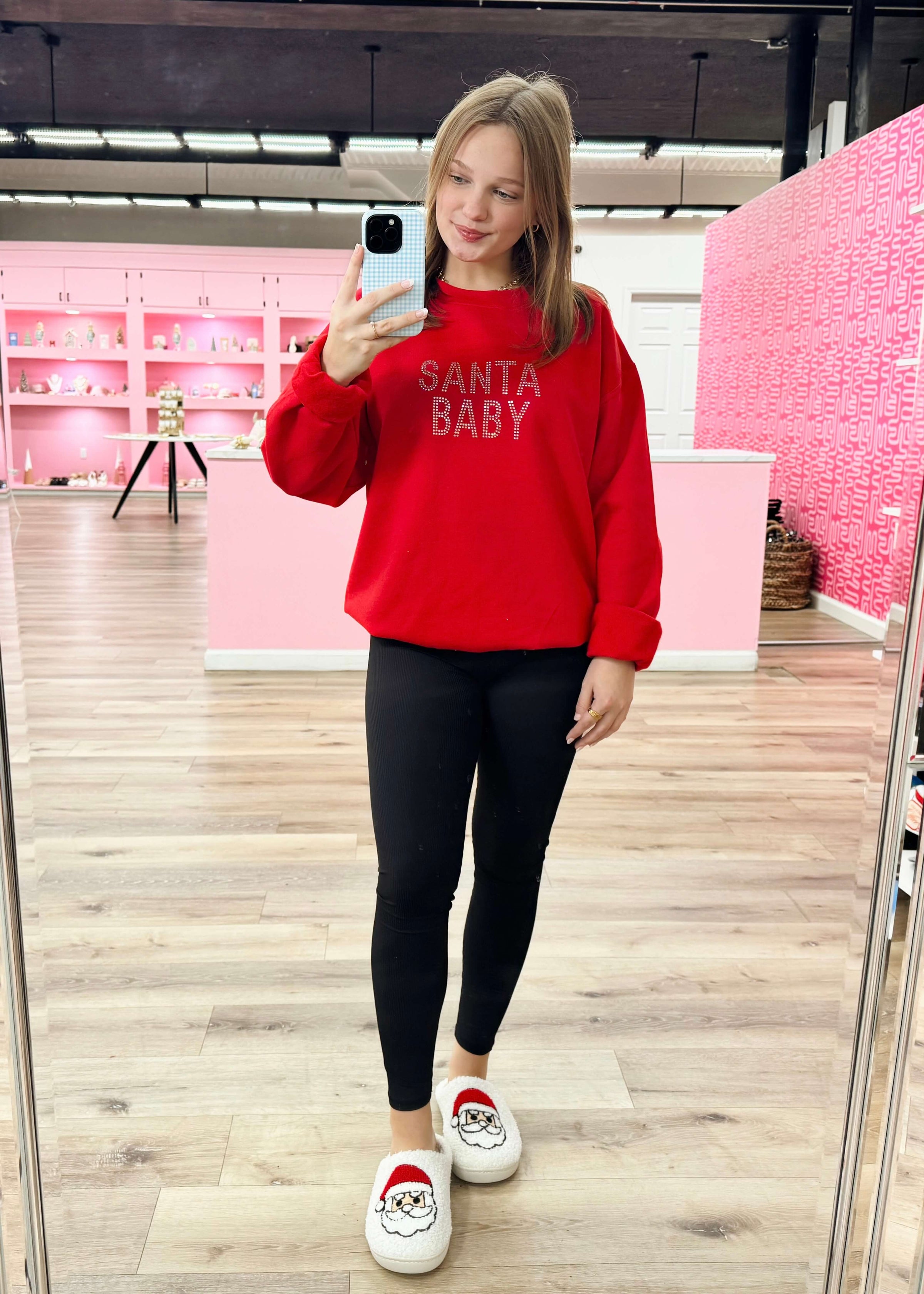 Santa Baby Sweatshirt - Red/Rhinestone