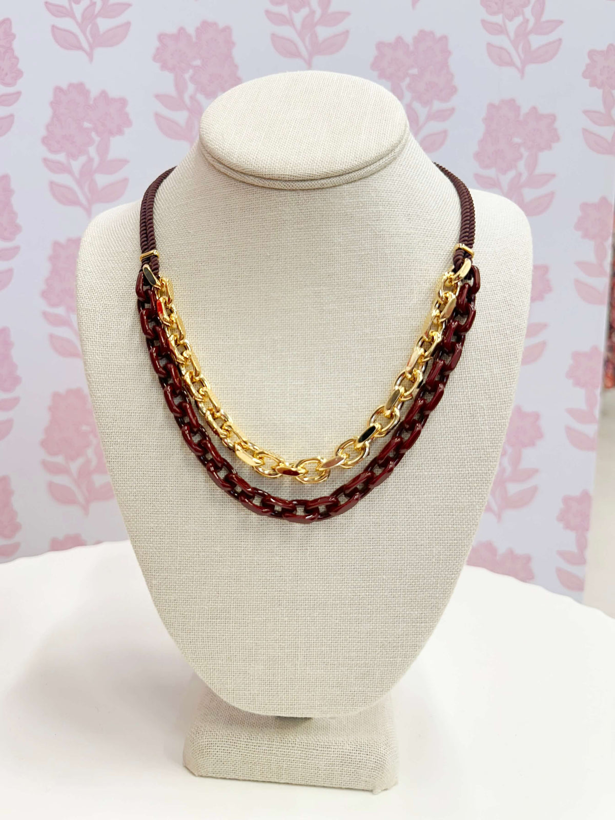 Layla Chain Necklace - Burgundy