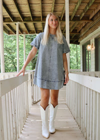 Josie Mini Dress - Washed Denim