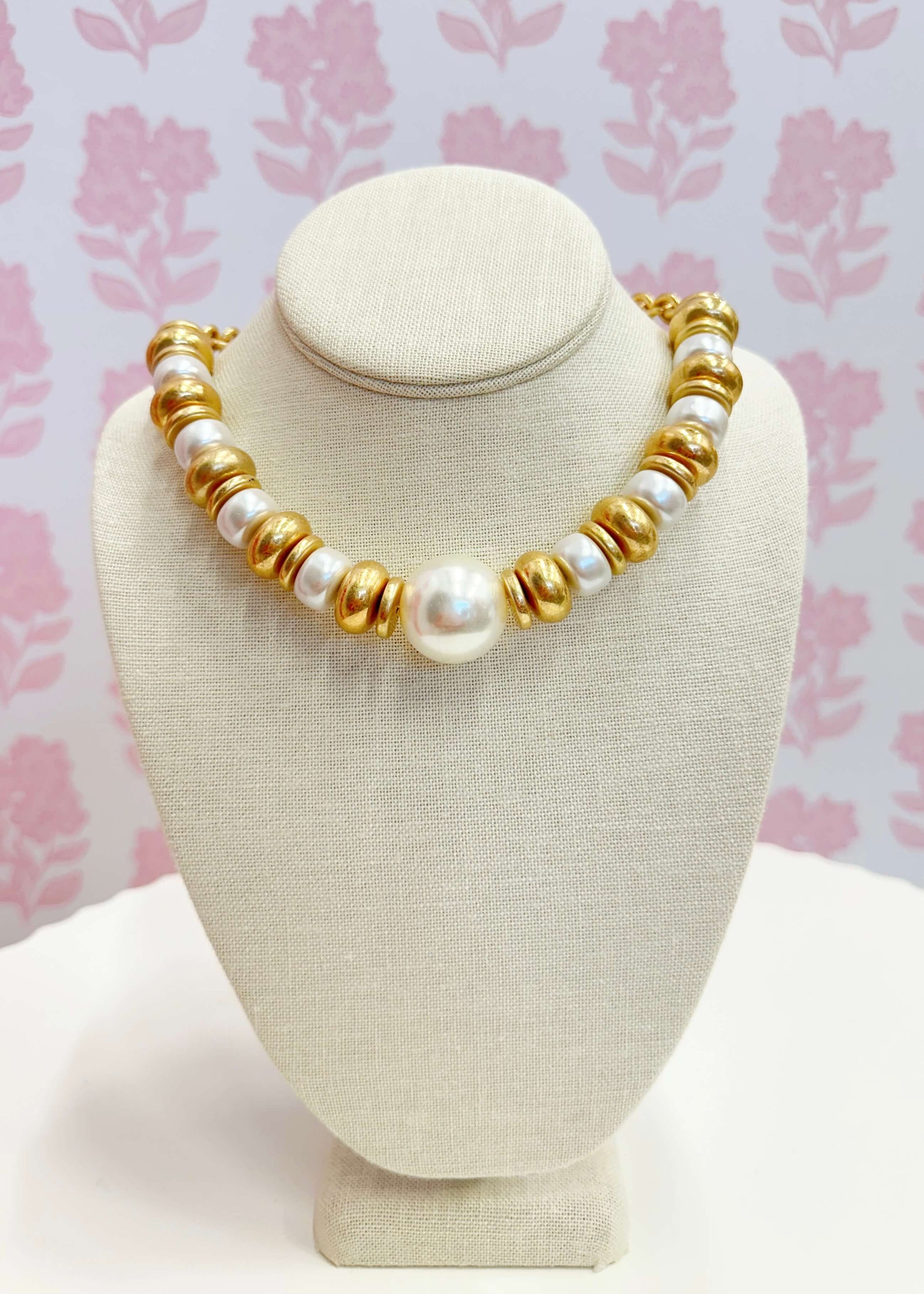 Statement Made Necklace - Cream/Vintage Gold